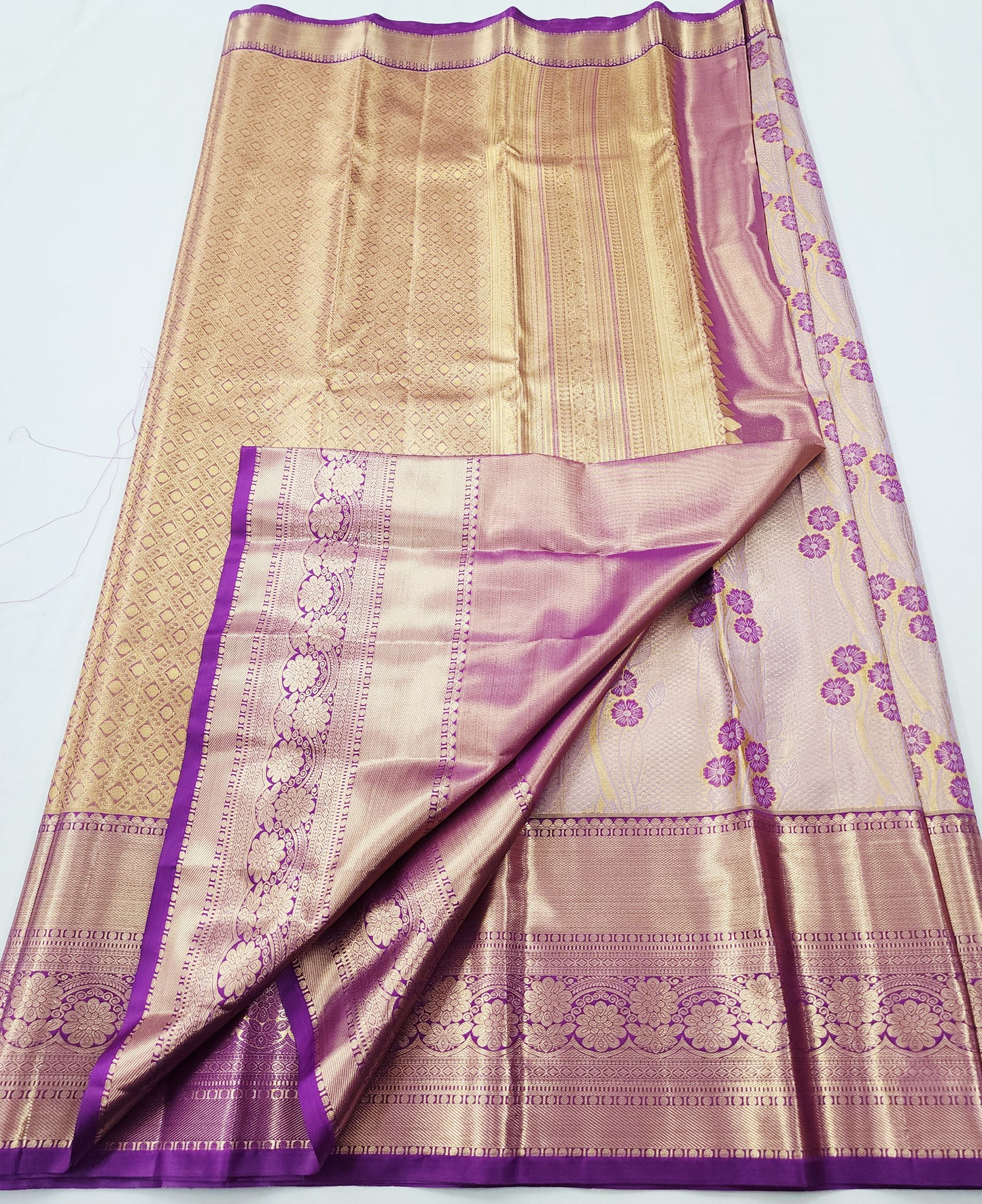 Kanchipuram Blended Korvai Tissue Bridal Silk Saree 006