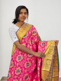 Kanchipuram Blended Mini Bridal silk Saree 022