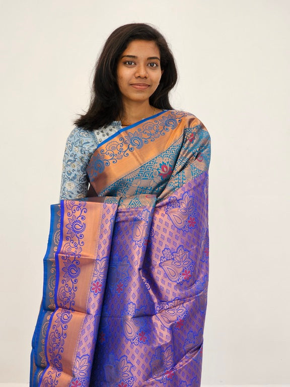 Kanchipuram Blended Mini Bridal silk Saree 061