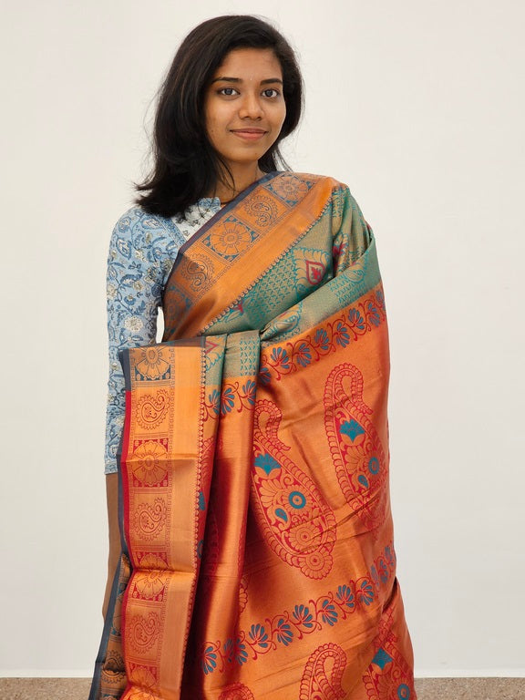 Kanchipuram Blended Mini Bridal silk Saree 062