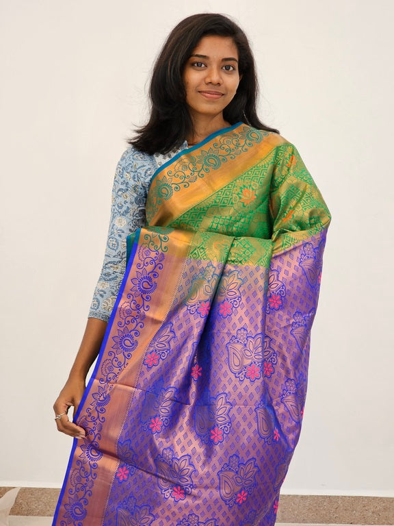 Kanchipuram Blended Mini Bridal silk Saree 063