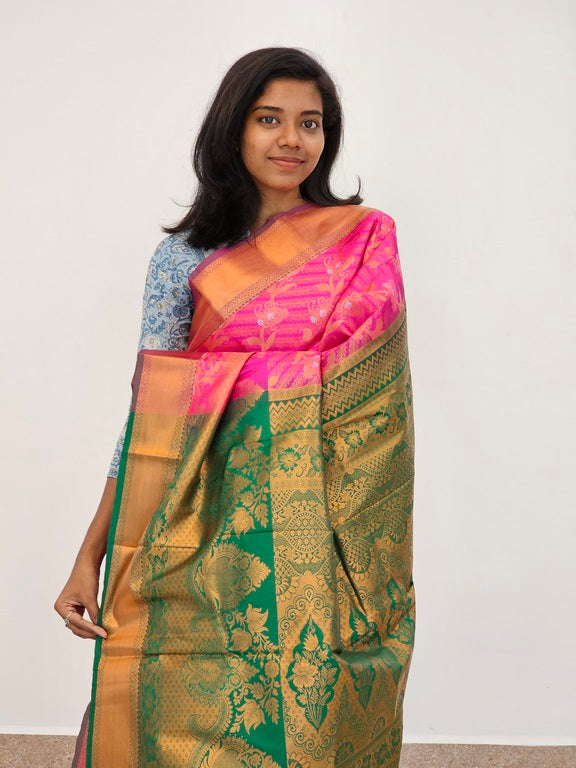 Kanchipuram Blended Mini Bridal silk Saree 066
