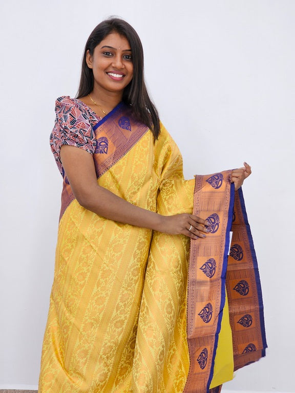 Kanchipuram Blended Mini Bridal silk Saree 078