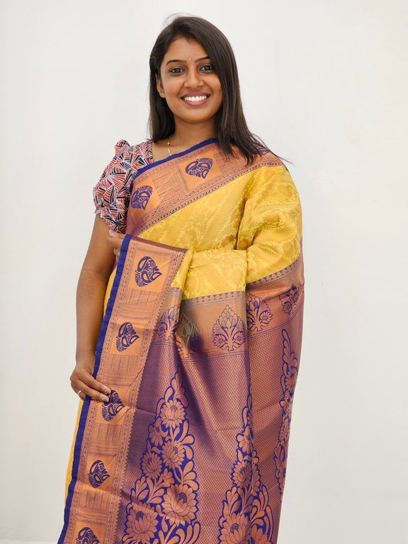 Kanchipuram Blended Mini Bridal silk Saree 078
