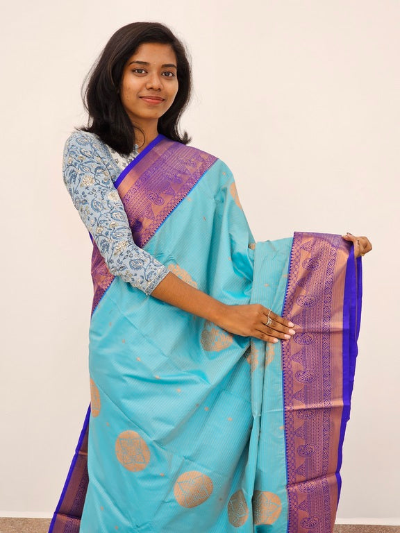 Kanchipuram Blended Mini Bridal silk Saree 080