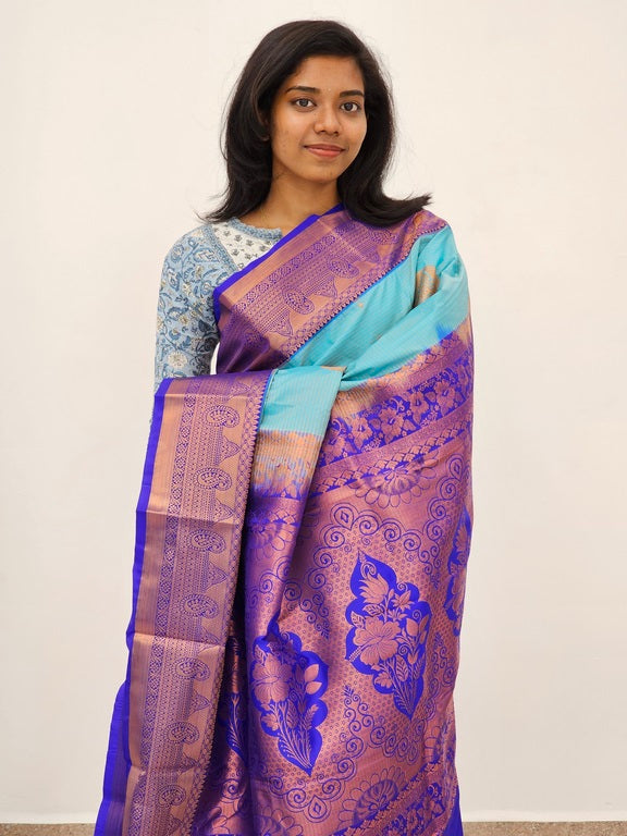 Kanchipuram Blended Mini Bridal silk Saree 080
