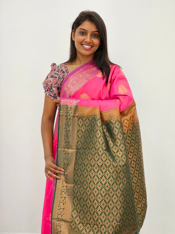 Kanchipuram Blended Mini Bridal silk Saree 083