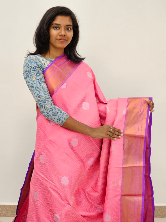 Kanchipuram Blended Mini Bridal silk Saree 084