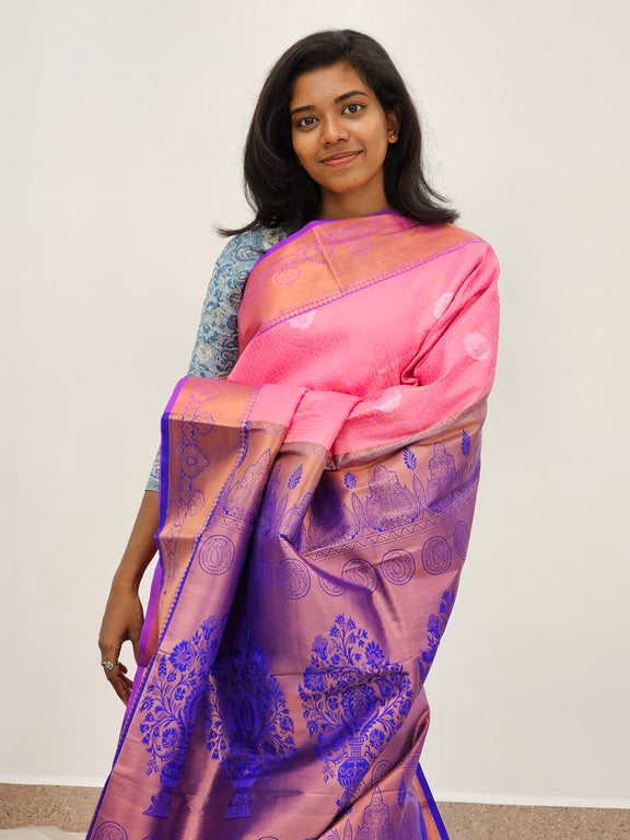 Kanchipuram Blended Mini Bridal silk Saree 084