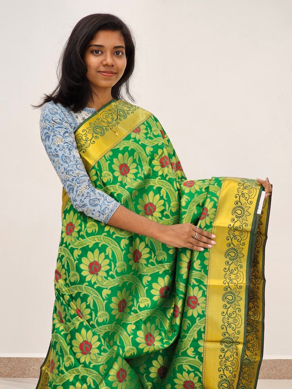 Kanchipuram Blended Mini Bridal silk Saree 085