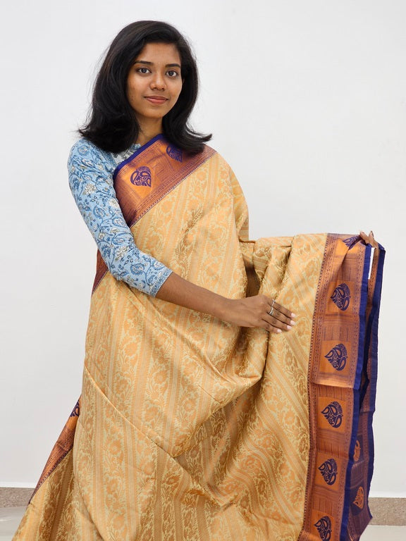 Kanchipuram Blended Mini Bridal silk Saree 087