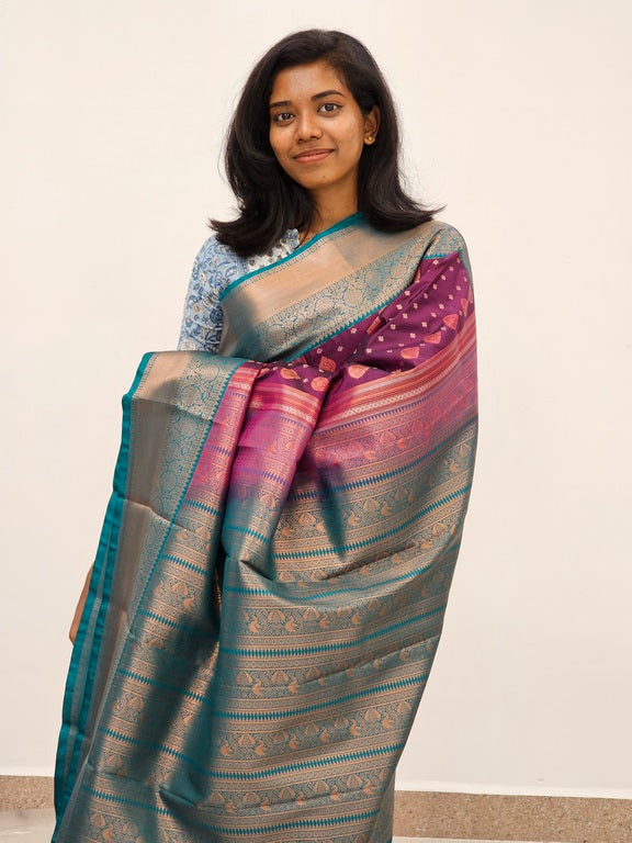 Kanchipuram Blended Mini Bridal silk Saree 090