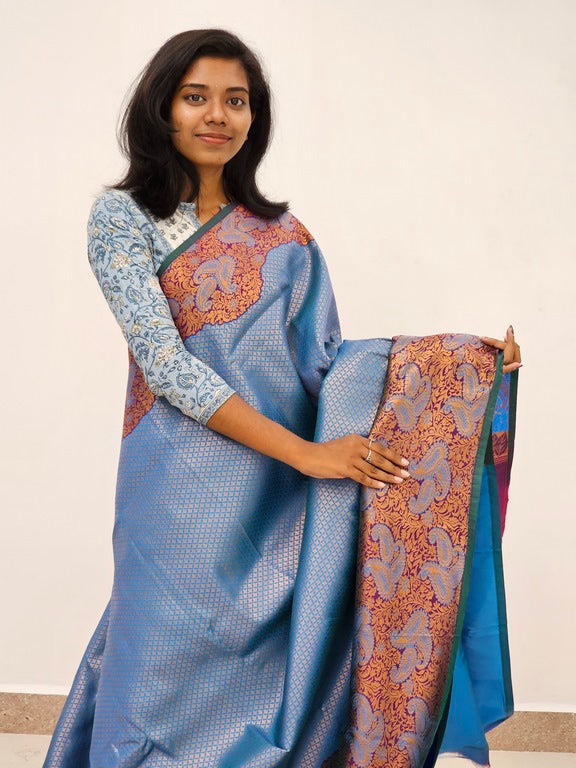 Kanchipuram Blended Mini Bridal silk Saree 091