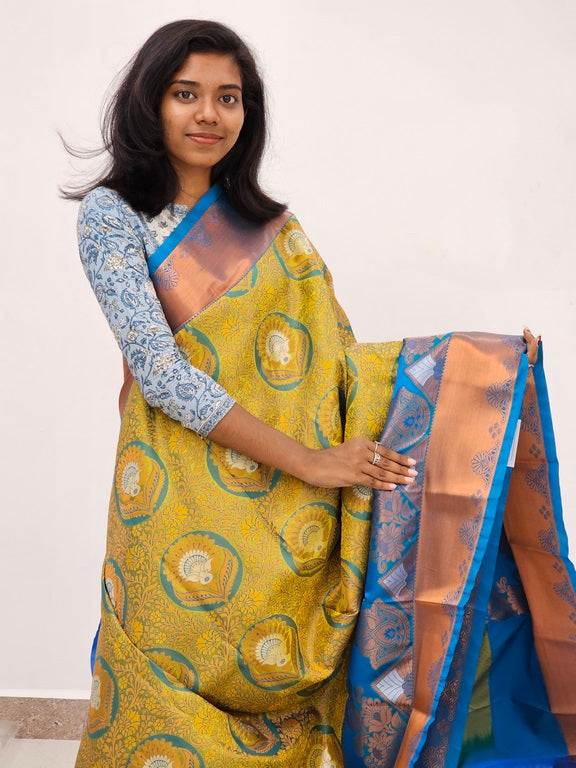 Kanchipuram Blended Mini Bridal silk Saree 093