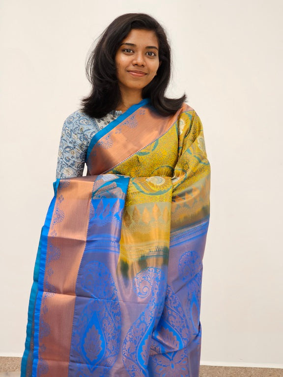 Kanchipuram Blended Mini Bridal silk Saree 093
