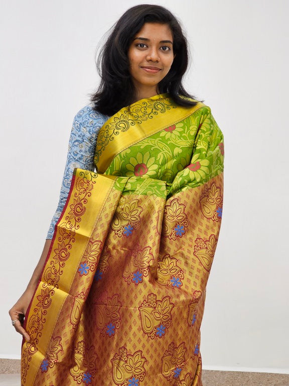 Kanchipuram Blended Mini Bridal silk Saree 094