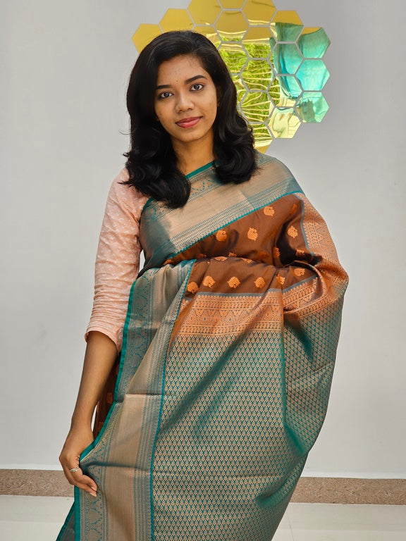 Kanchipuram Blended Mini Bridal silk Saree 107