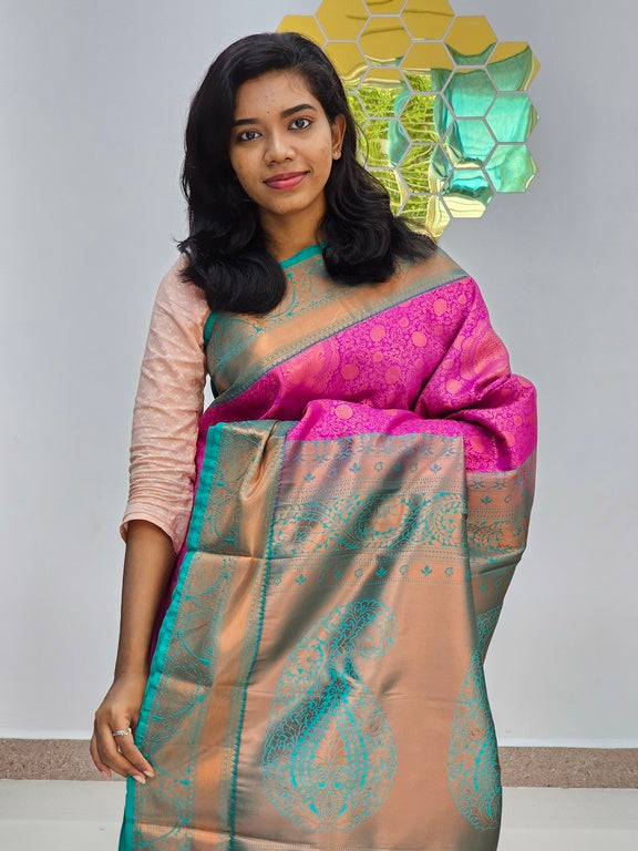 Kanchipuram Blended Mini Bridal silk Saree 112