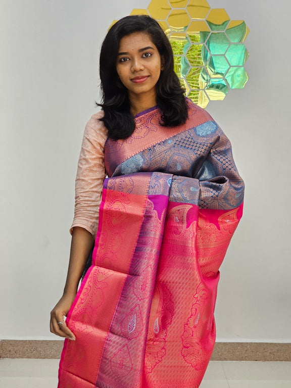 Kanchipuram Blended Mini Bridal silk Saree 124