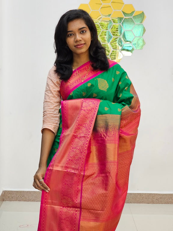 Kanchipuram Blended Mini Bridal silk Saree 129