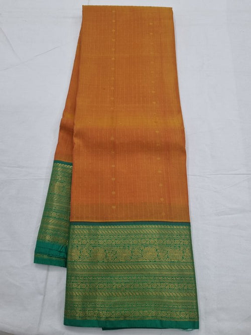 Peacock Blue And Mustard Kanchipuram Pure Silk Saree – Kanchipuram Lakshaya Silks