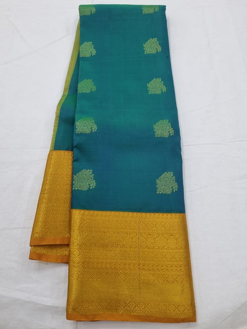 Teal And Green Kanchipuram Pure Silk Saree 038 – Kanchipuram Lakshaya Silks