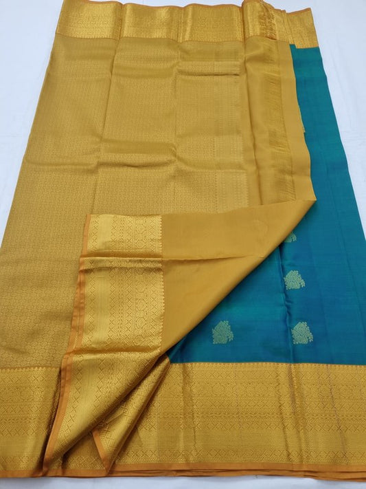 Teal And Green Kanchipuram Pure Silk Saree 038 – Kanchipuram Lakshaya Silks