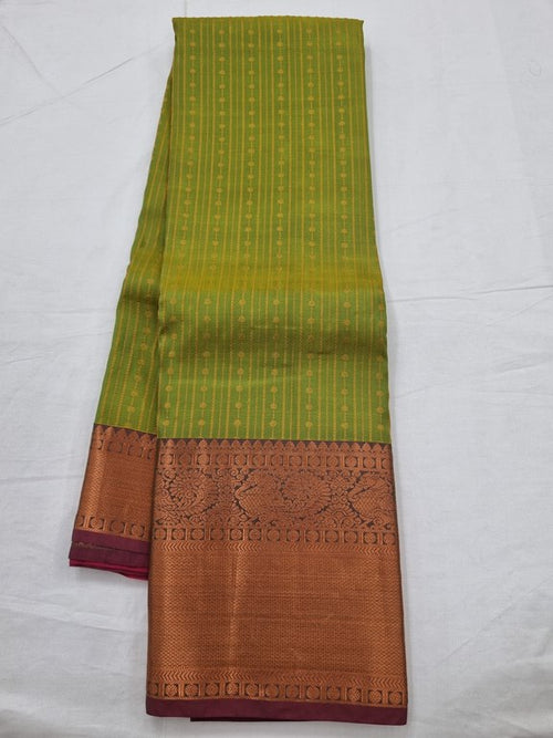 Maroon And Dark brown Kanchipuram Pure Silk Saree With Gold Zari Work – Kanchipuram Lakshaya Silks