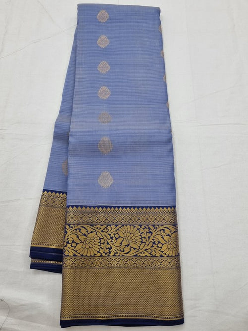 Blue And Gold Kanchipuram Pure Silk Saree With Contrast Pallu – Kanchipuram Lakshaya Silks