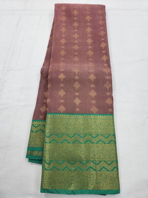 Gold And Blue Kanchipuram Pure Silk Saree With Paisley – Kanchipuram Lakshaya Silks