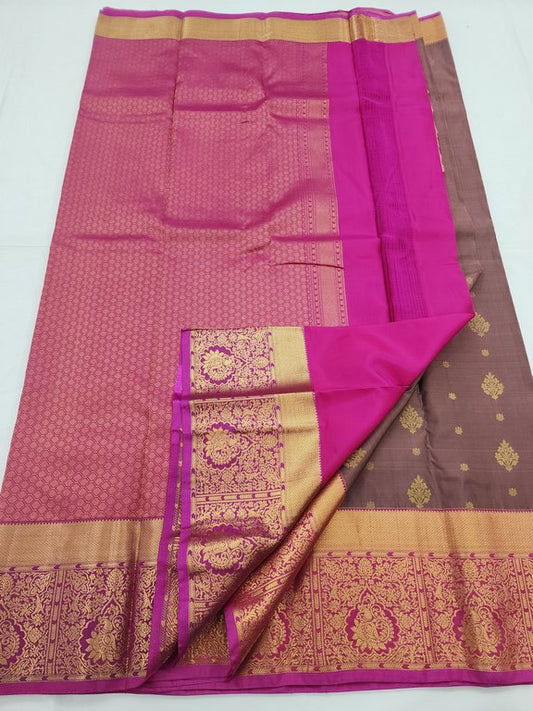 Red And Yellow Kanchipuram Pure Silk Saree With Kanchipuram Pure Luxurious Silk – Kanchipuram Lakshaya Silks