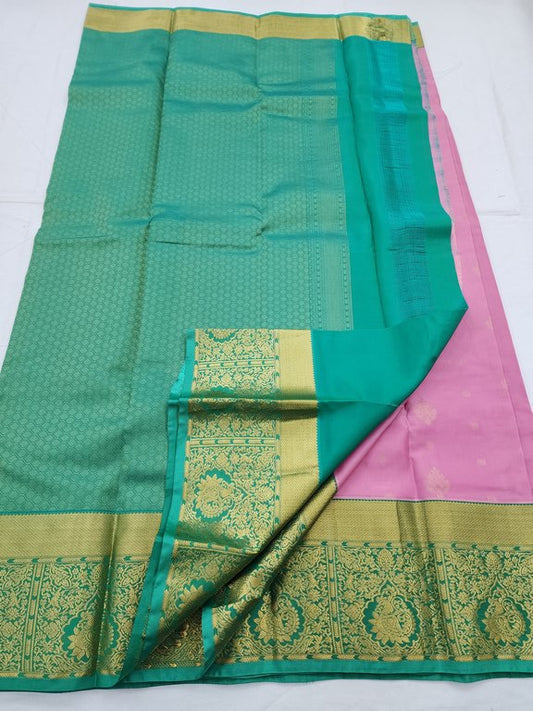 Light Pink And Green Kanchipuram Pure Silk Sarees – Kanchipuram Lakshaya Silks