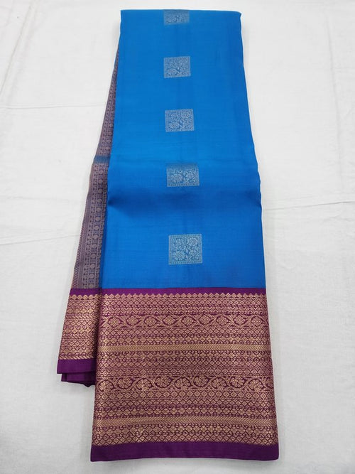 Kanchipuram Pure Silk Saree In Blue And Purple – Kanchipuram Lakshaya Silks