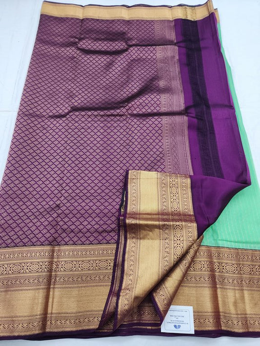 Lime Green And Light Brown Kanchipuram Pure Silk Sarees – Kanchipuram Lakshaya Silks