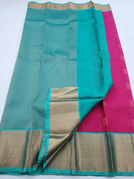 Pink And Red Kanchipuram Pure Silk Saree With Paisley Pattern – Kanchipuram Lakshaya Silks