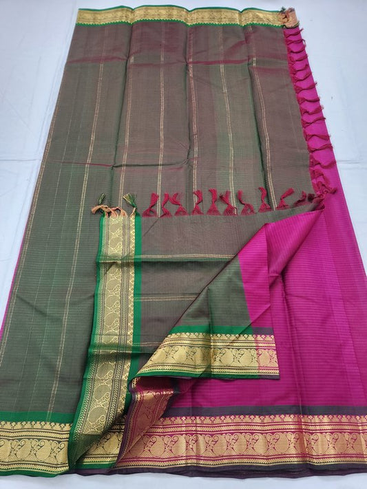 Red And Black Kanchipuram Pure Silk Saree With Traditional Motif – Kanchipuram Lakshaya Silks