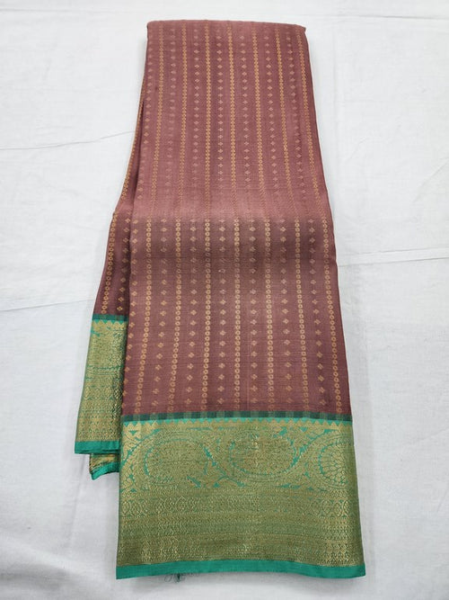 Red And Gold Kanchipuram Pure Silk Saree With Zari Border – Kanchipuram Lakshaya Silks