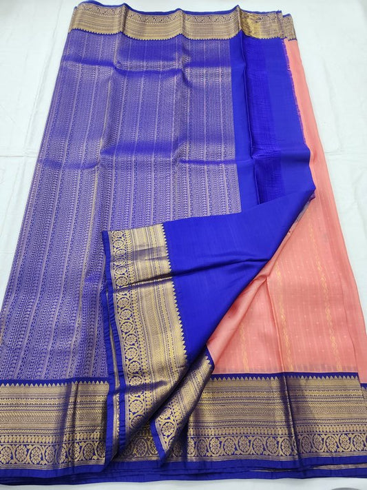 Brown And Orange Kanchipuram Pure Silk Saree – Kanchipuram Lakshaya Silks