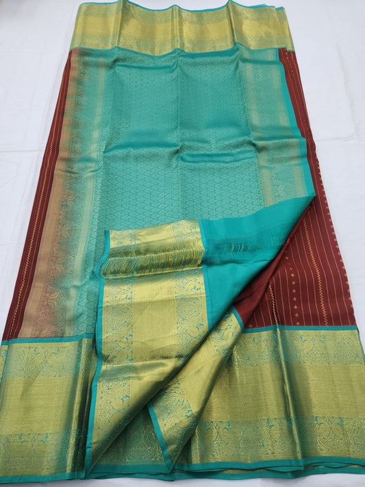 Gold And Green Kanchipuram Pure Silk Sarees – Kanchipuram Lakshaya Silks