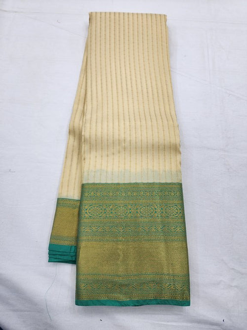 Green And Cream Kanchipuram Pure Silk Sarees – Kanchipuram Lakshaya Silks