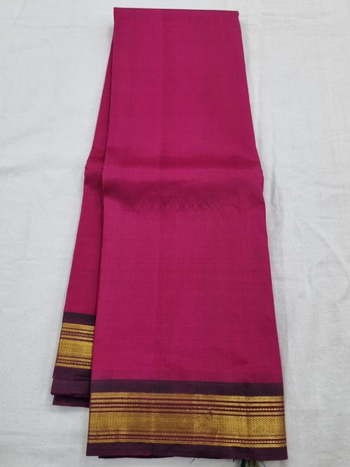 Maroon And Gold Kanchipuram Pure Silk Saree With Striped Pattern – Kanchipuram Lakshaya Silks