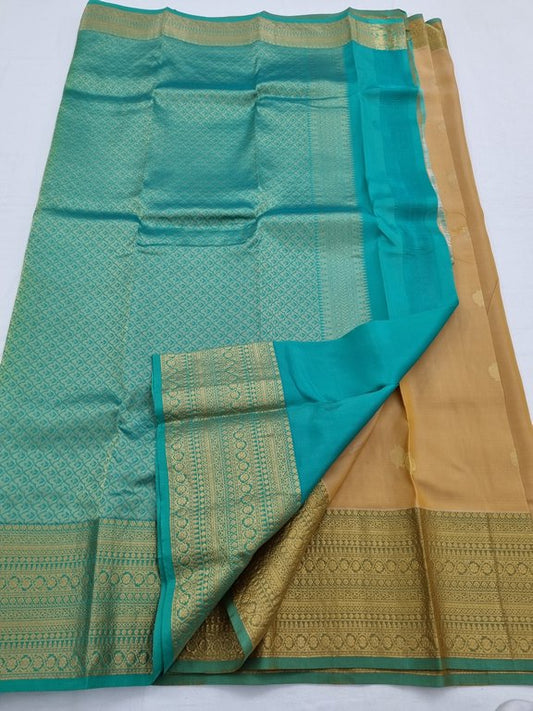 Yellow And Green Kanchipuram Pure Silk Saree With Gold Zari Work – Kanchipuram Lakshaya Silks