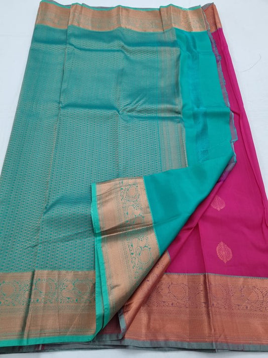 Pink And Light Green Kanchipuram Pure Silk Saree 031 – Kanchipuram Lakshaya Silks