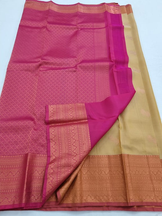 Orange and Mustard Kanchipuram Pure Silk Saree 032 – Kanchipuram Lakshaya Silks