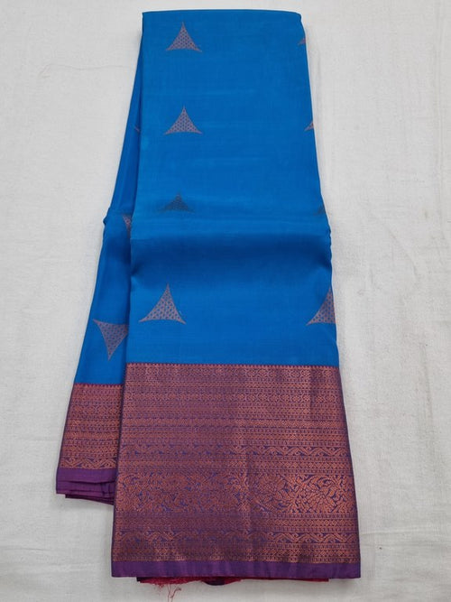 Blue And Pink Kanchipuram Pure Silk Saree With Zari Border – Kanchipuram Lakshaya Silks