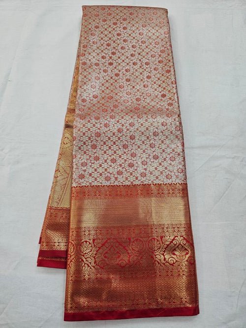 Red And White Kanchipuram Pure Silk Sarees – Kanchipuram Lakshaya Silks