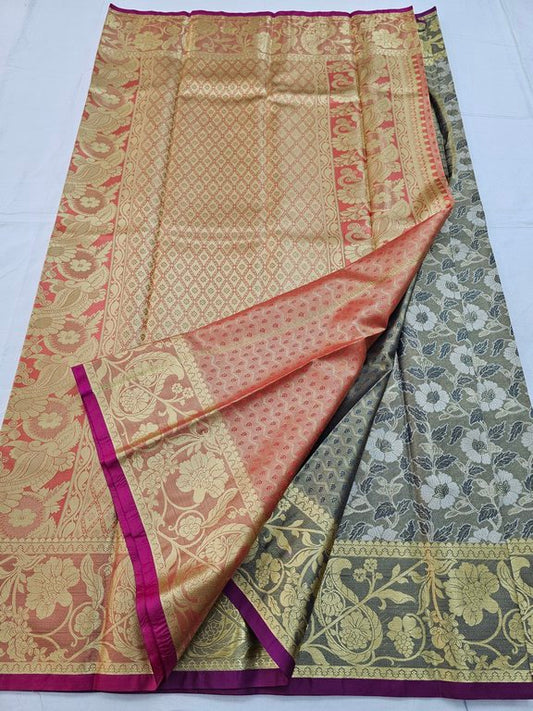 Kanchipuram Blended Tissue Silk Sarees 019 In Black And Gold – Kanchipuram Lakshaya Silks