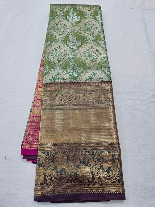 Pure Silk Green And Maroon Kanchipuram Sarees – Kanchipuram Lakshaya Silks