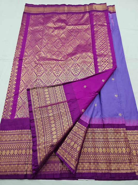 Purple And Maroon Kanchipuram Pure Silk Saree With Traditional Motif – Kanchipuram Lakshaya Silks