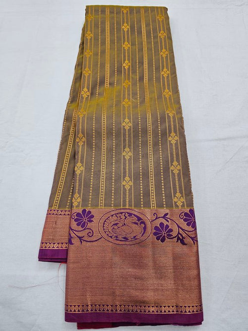 Maroon And Brown Kanchipuram Pure Silk Sarees – Kanchipuram Lakshaya Silks